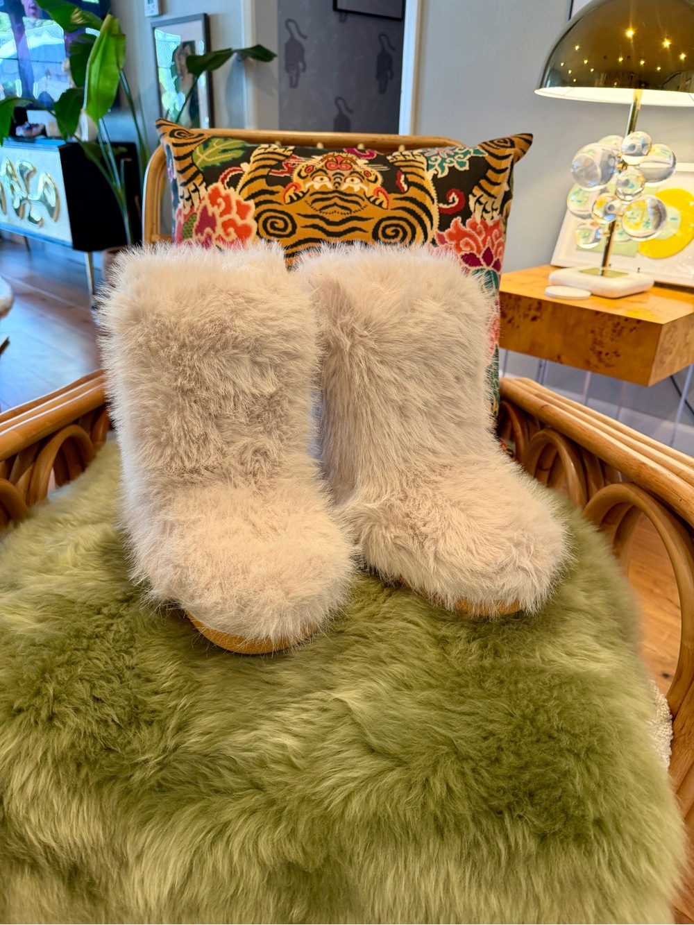Azalea Wang Cozy Plush Faux Fur Booties - Cream - Picture 2 of 7